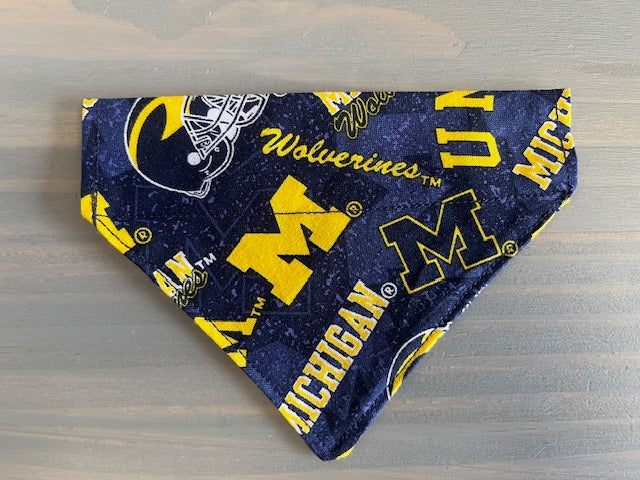 Dog Scarf - Thru the Collar Pet Neck Scarf - Michigan Wolverines NCAA Licensed