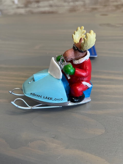 Moose on Snowmobile - Resin Ornament