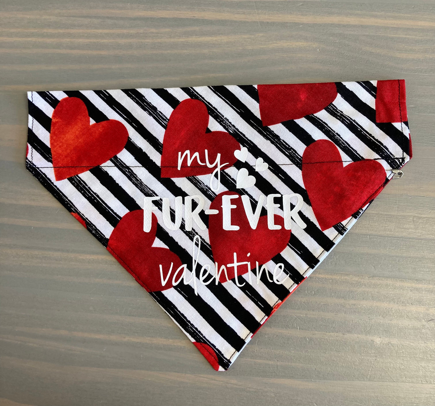 Dog Scarf - Thru the Collar Pet Neck Scarf - My Fur-Ever Valentine (stripes)