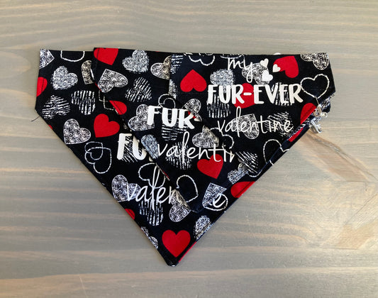 Dog Scarf - Thru the Collar Pet Neck Scarf - My Fur-Ever Valentine (hearts)