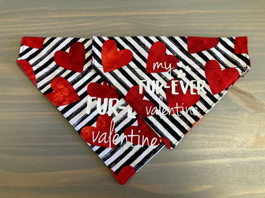 Dog Scarf - Thru the Collar Pet Neck Scarf - My Fur-Ever Valentine (stripes)