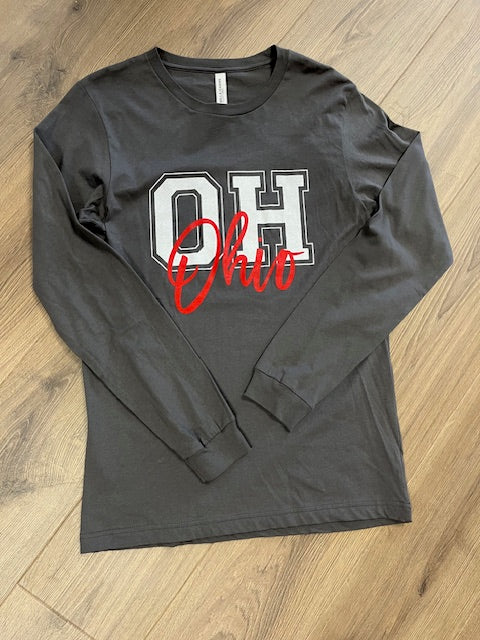 OH Ohio Gray Long Sleeve T-Shirt