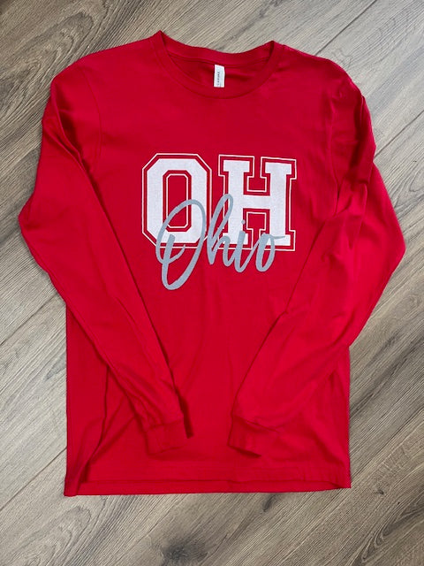 OH Ohio Red Long Sleeve T-Shirt