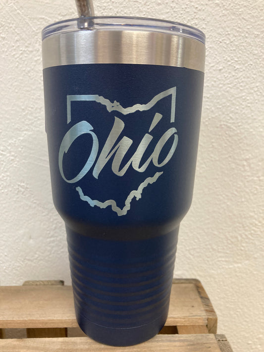 Ohio Laser Engraved Stainless Steel 30oz Travel Tumbler