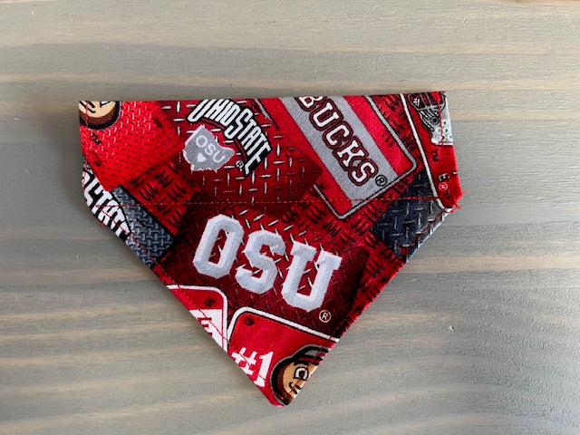 Dog Scarf - Thru the Collar Pet Neck Scarf - Ohio State Buckeyes License Plate NCAA Licensed