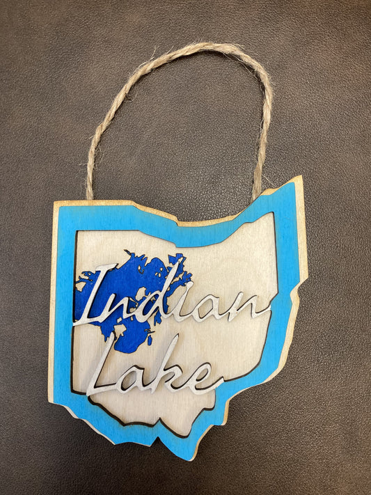 Indian Lake Ohio Shaped Ornament