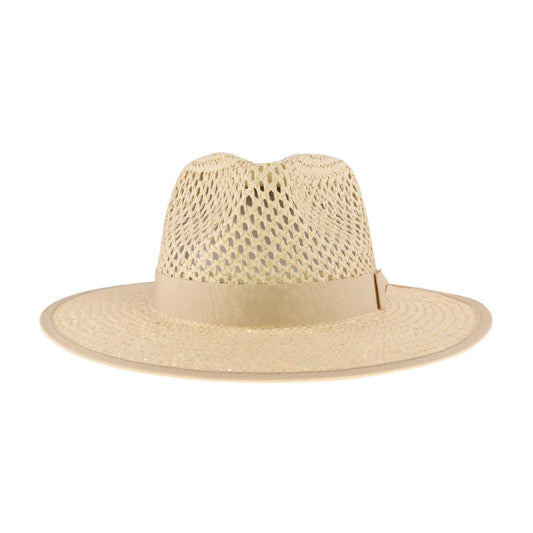 Open Weave Bow Trim C.C Panama Hat - CC Beanie