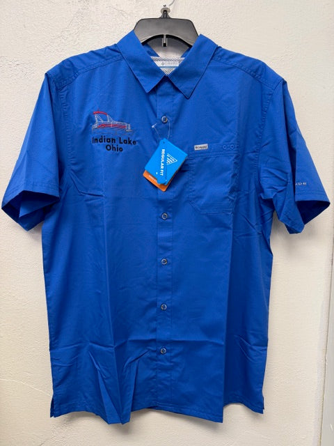 Columbia - PFG Slack Tide™ Camp Shirt with Pontoon Boat/Indian Lake Ohio Embroidered