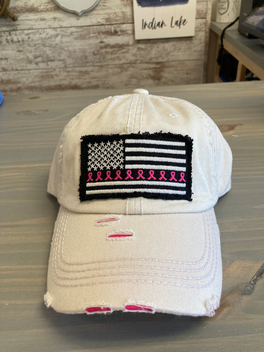 Ball Cap - Pink Ribbon Flag