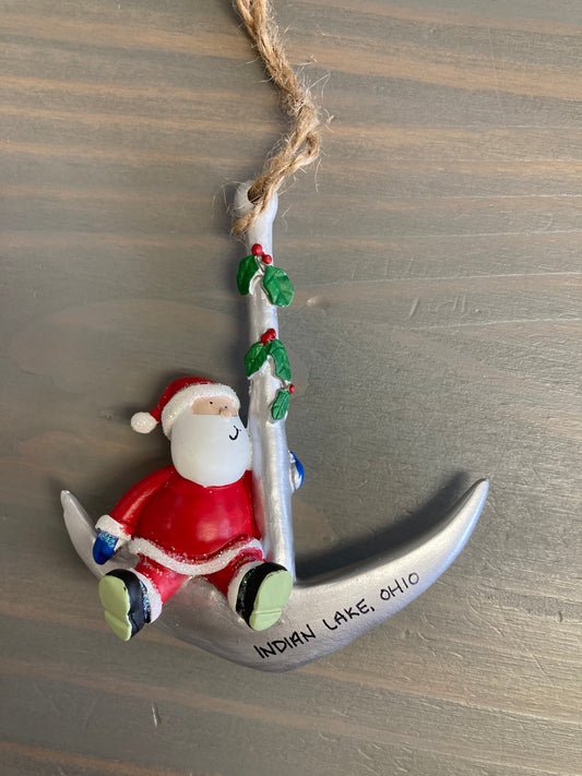 Santa on Anchor Resin Ornament