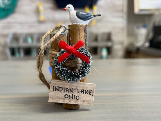 Handcrafted Ornament - Seagull on Pilings