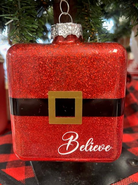 Santa Suit Believe Ornament