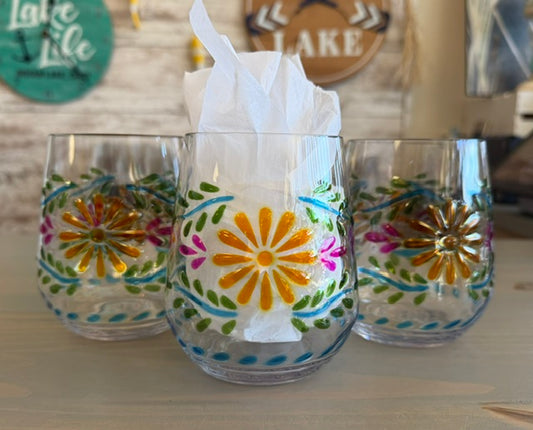 Wine Tumbler (Plastic) Summer Flowers