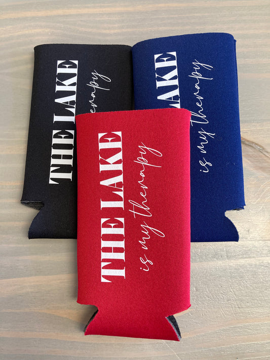 The Lake Is My Therapy Tall Skinny Koozie
