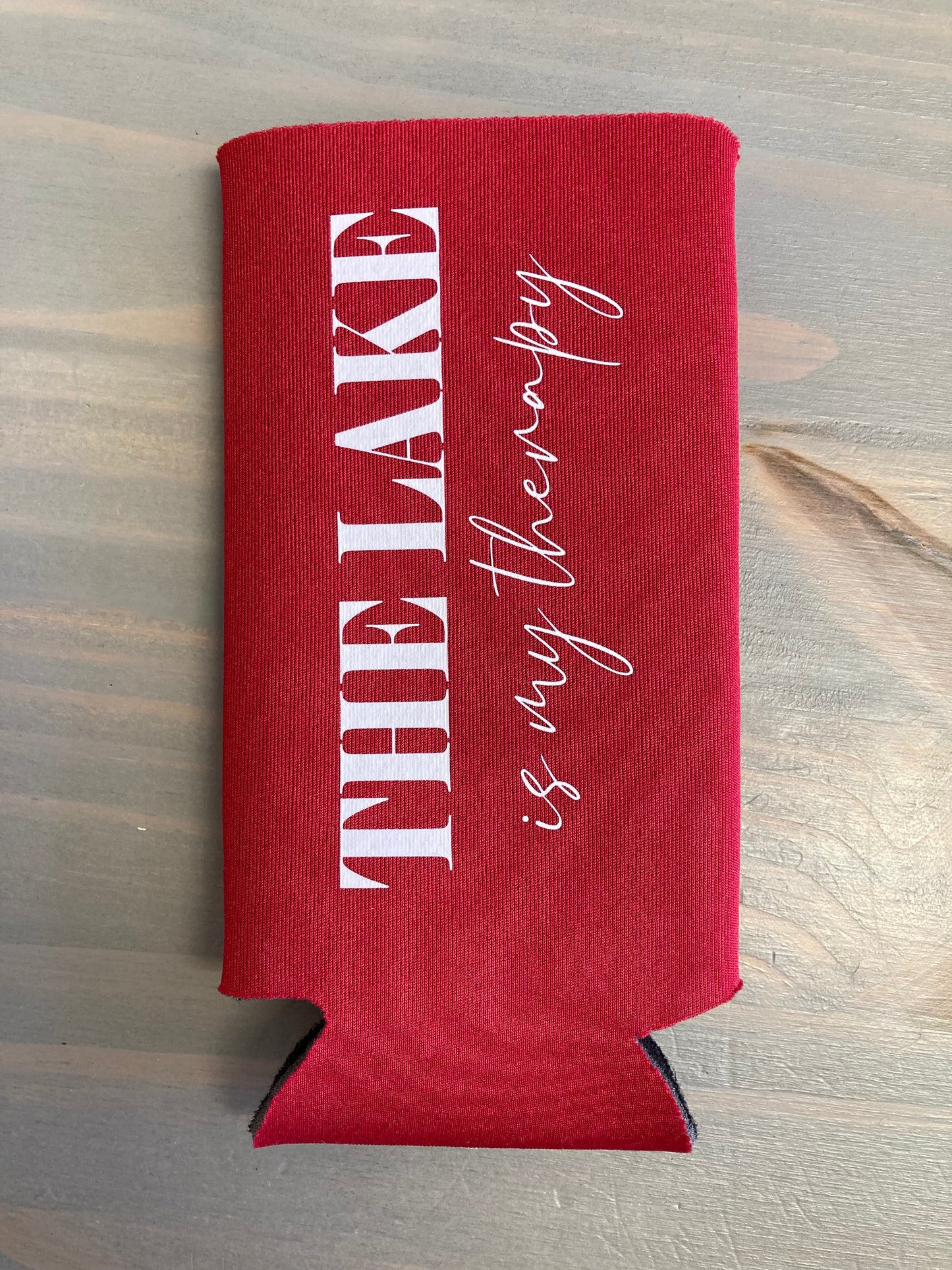 The Lake Is My Therapy Tall Skinny Koozie