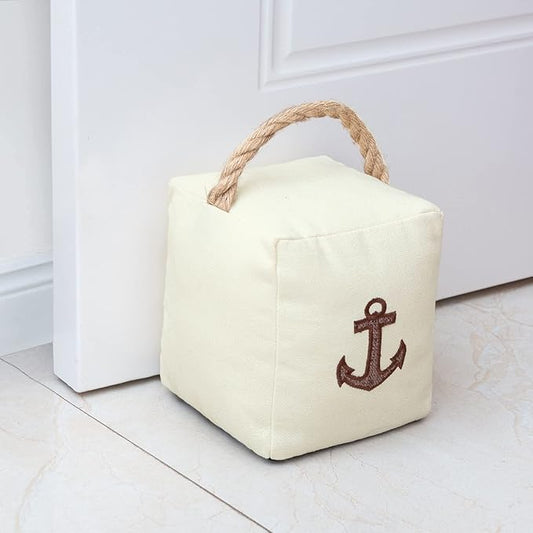 Interior Doorstop Heavy Duty Soft Door Stopper with Handle and Nautical Anchor