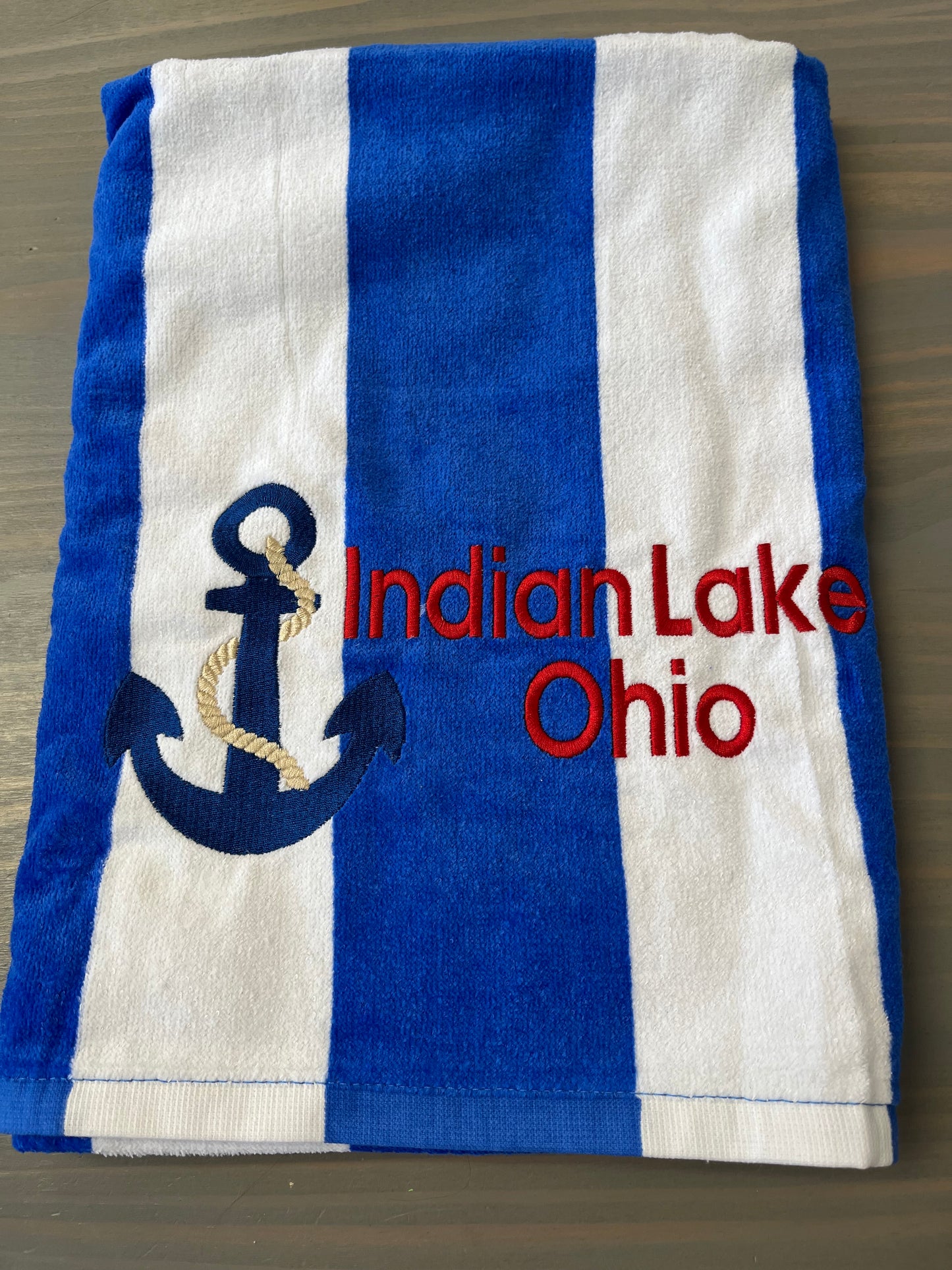 Indian Lake Embroidered Beach Towel