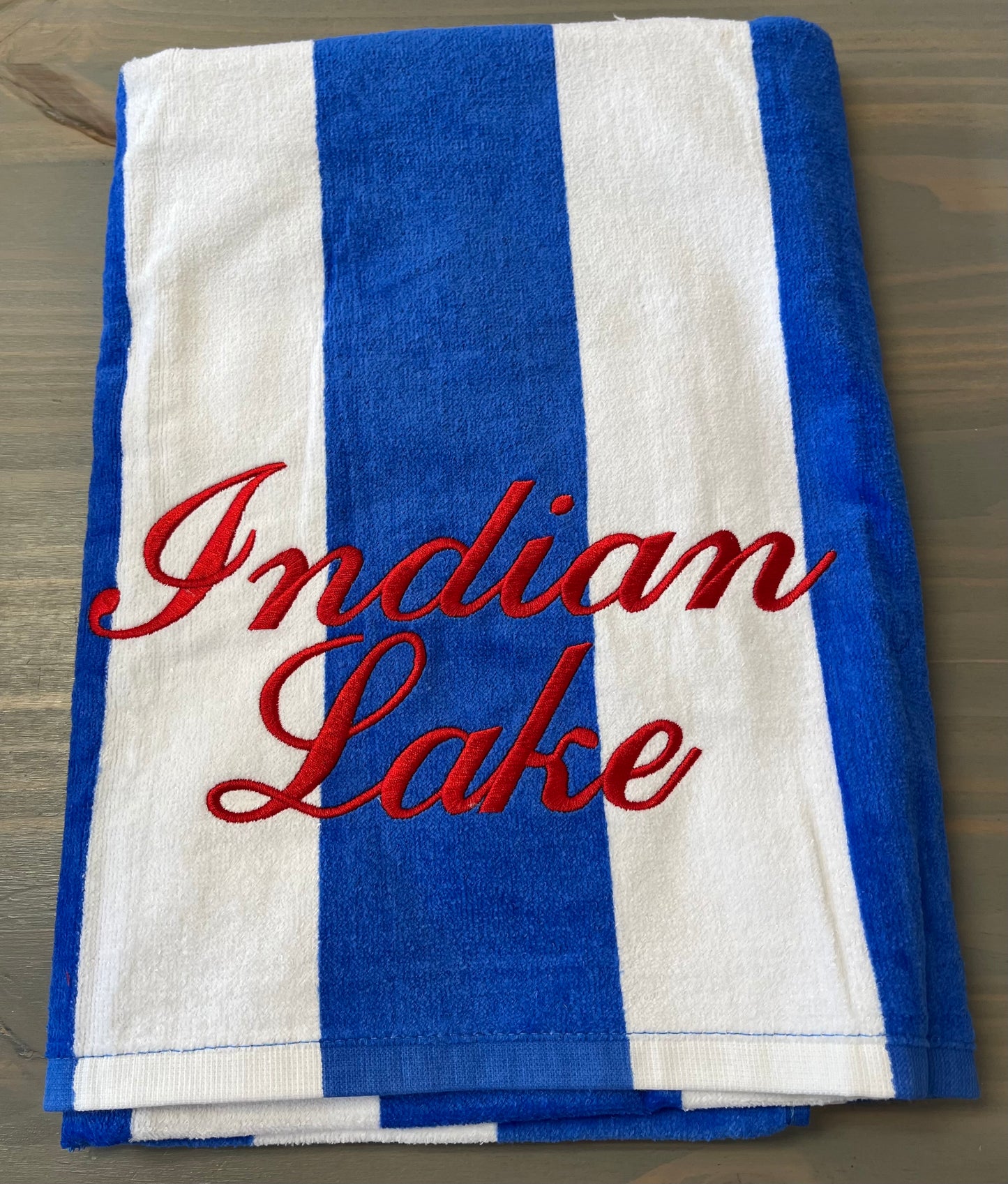 Indian Lake Embroidered Beach Towel