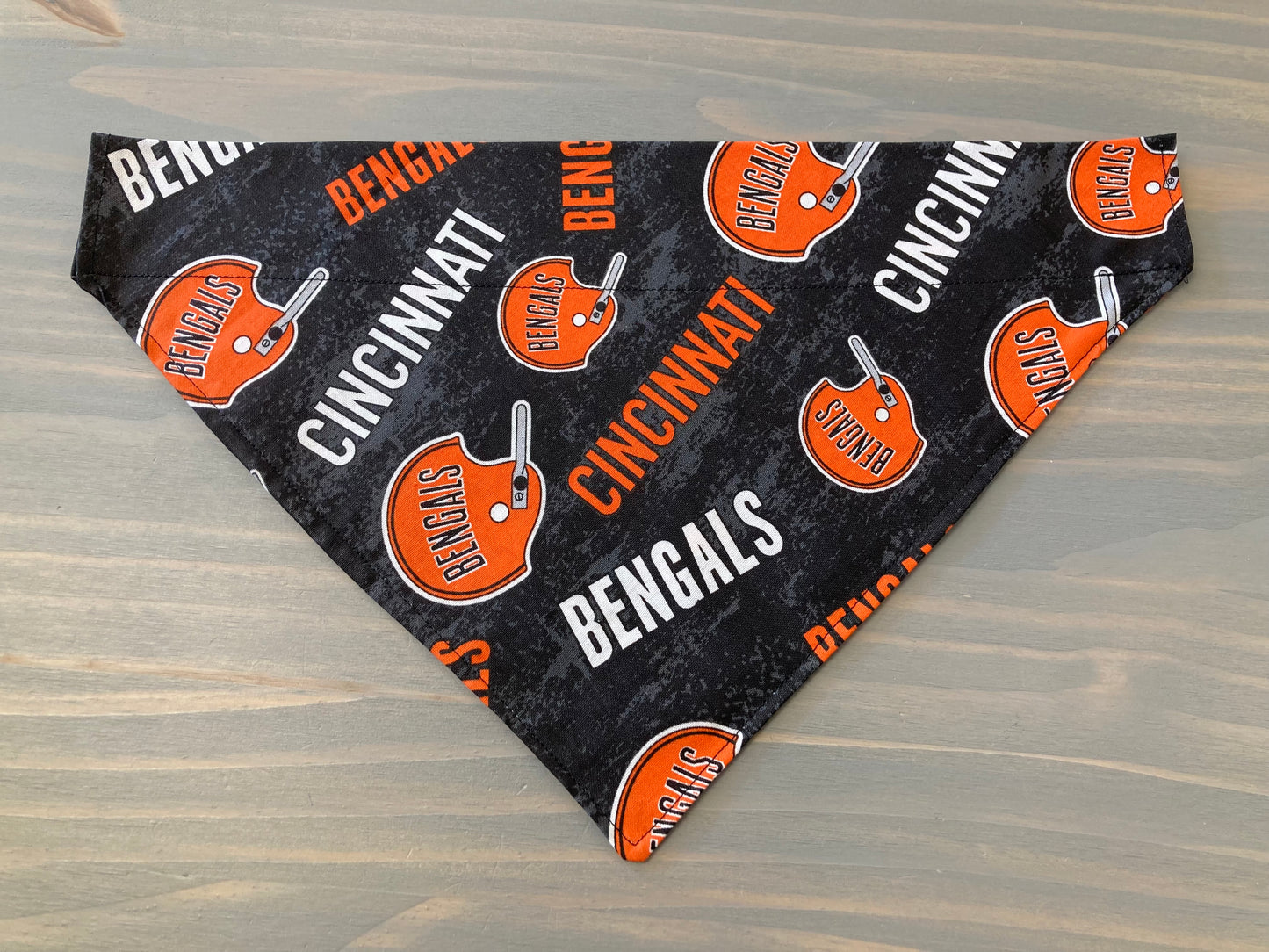 Dog Scarf - Thru the Collar Pet Neck Scarf - Cincinnati Bengals Black and Grey NFL Licensed