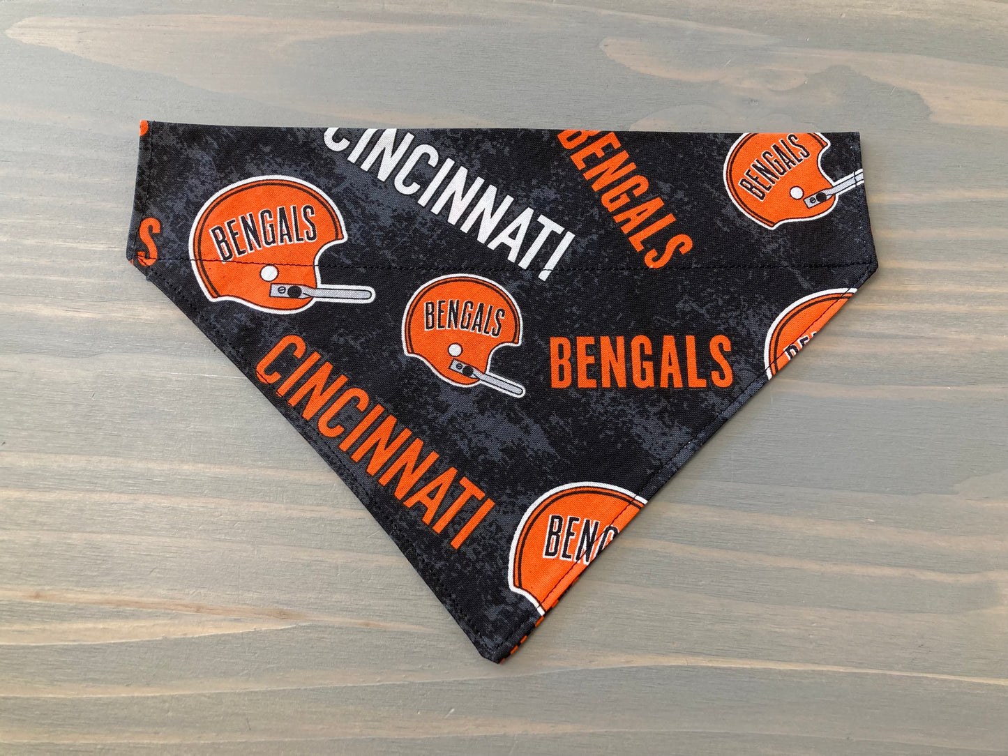 Dog Scarf - Thru the Collar Pet Neck Scarf - Cincinnati Bengals Black and Grey NFL Licensed