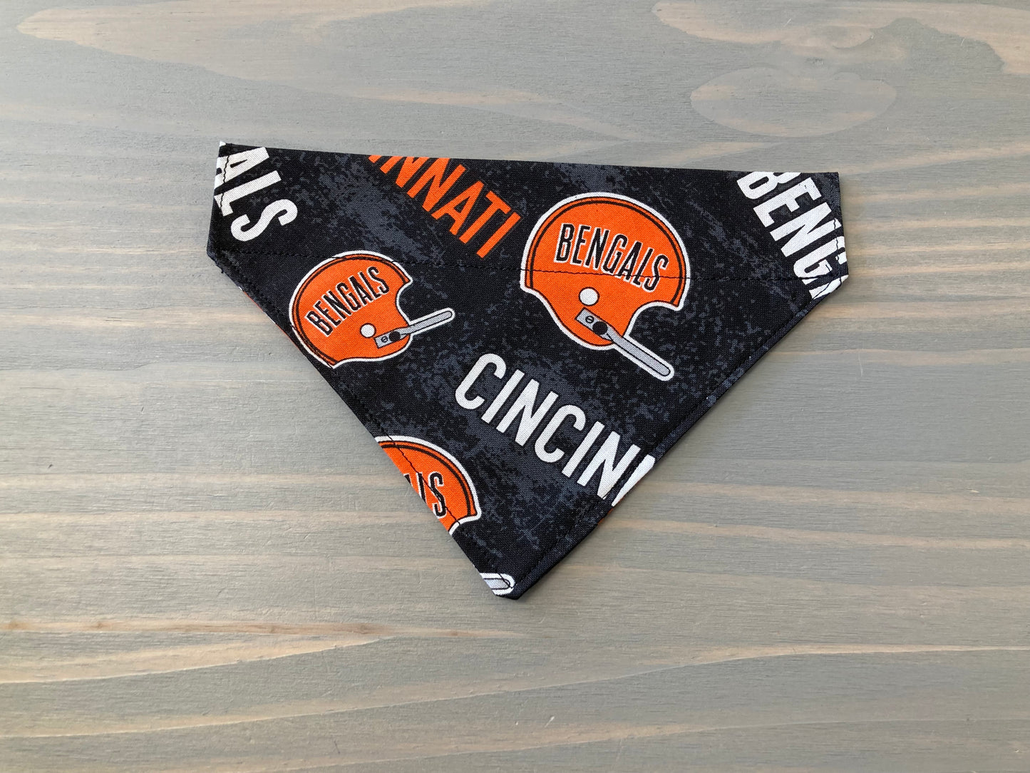 Dog Scarf - Thru the Collar Pet Neck Scarf - Cincinnati Bengals Black and Grey NFL Licensed