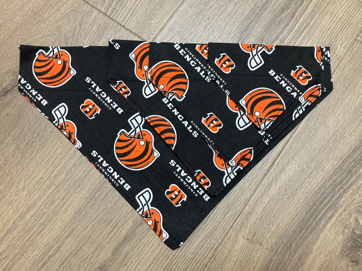 Dog Scarf - Thru the Collar Pet Neck Scarf - Cincinnati Bengals Black Tiger Stripes NFL Licensed