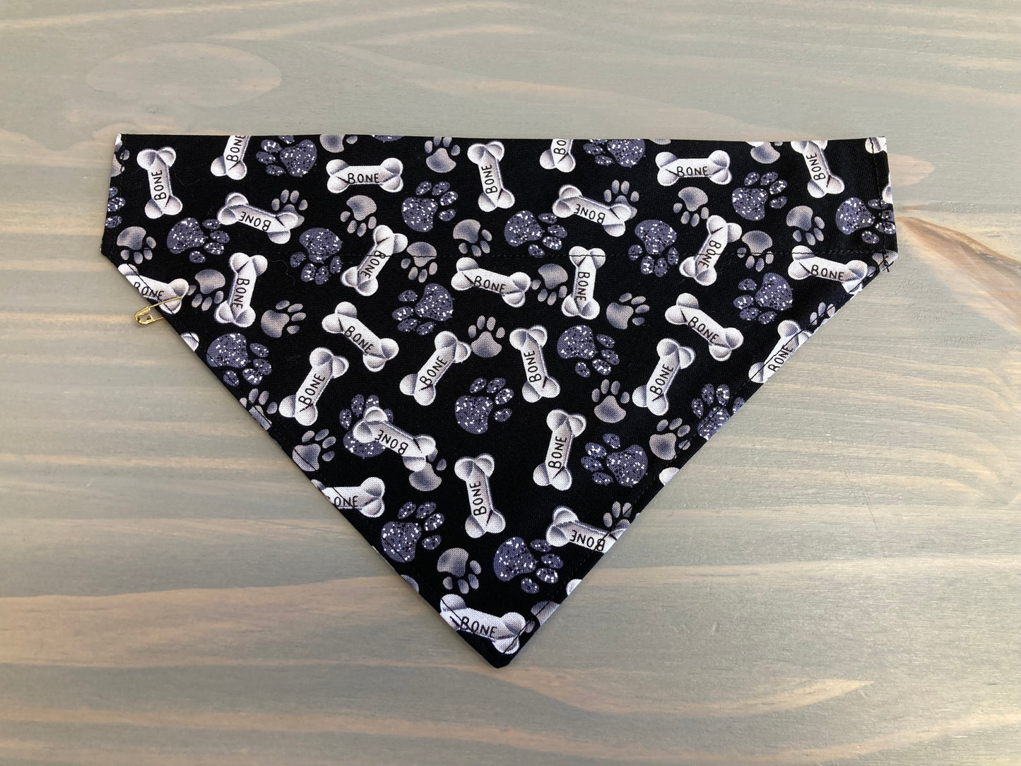 Dog Scarf - Thru the Collar Pet Neck Scarf - Dog Bones and Paw Prints