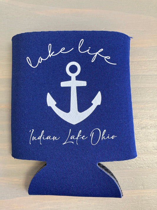 Lake Life Anchor Indian Lake Koozie