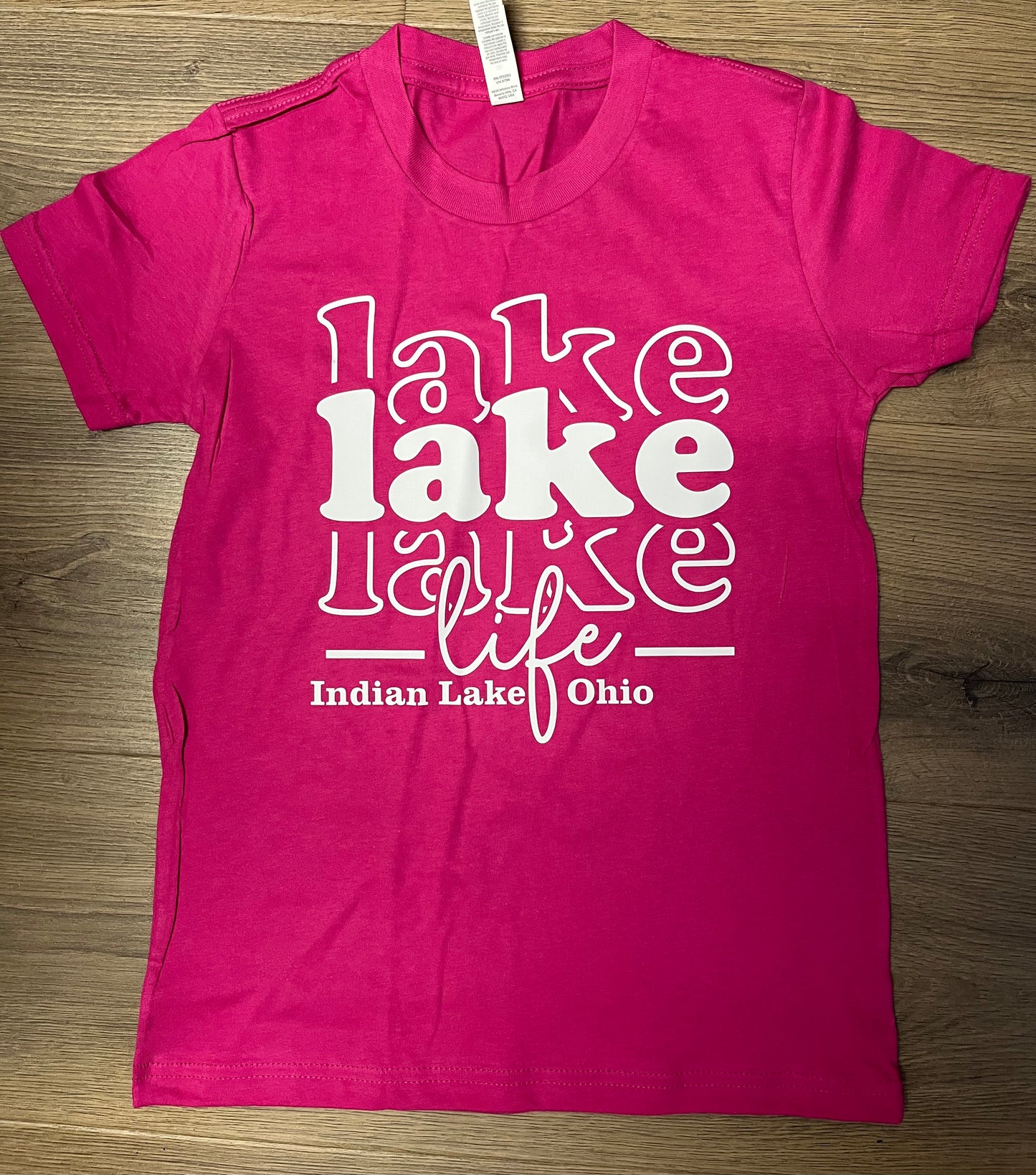 Lake Life Stacked Indian Lake Ohio Youth T-Shirt Short Sleeve