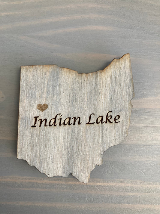 Indian Lake Ohio Large Wooden Magnet