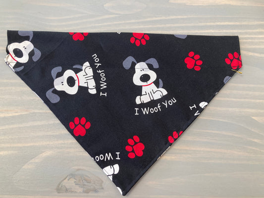 Dog Scarf - Thru the Collar Pet Neck Scarf - I Woof You