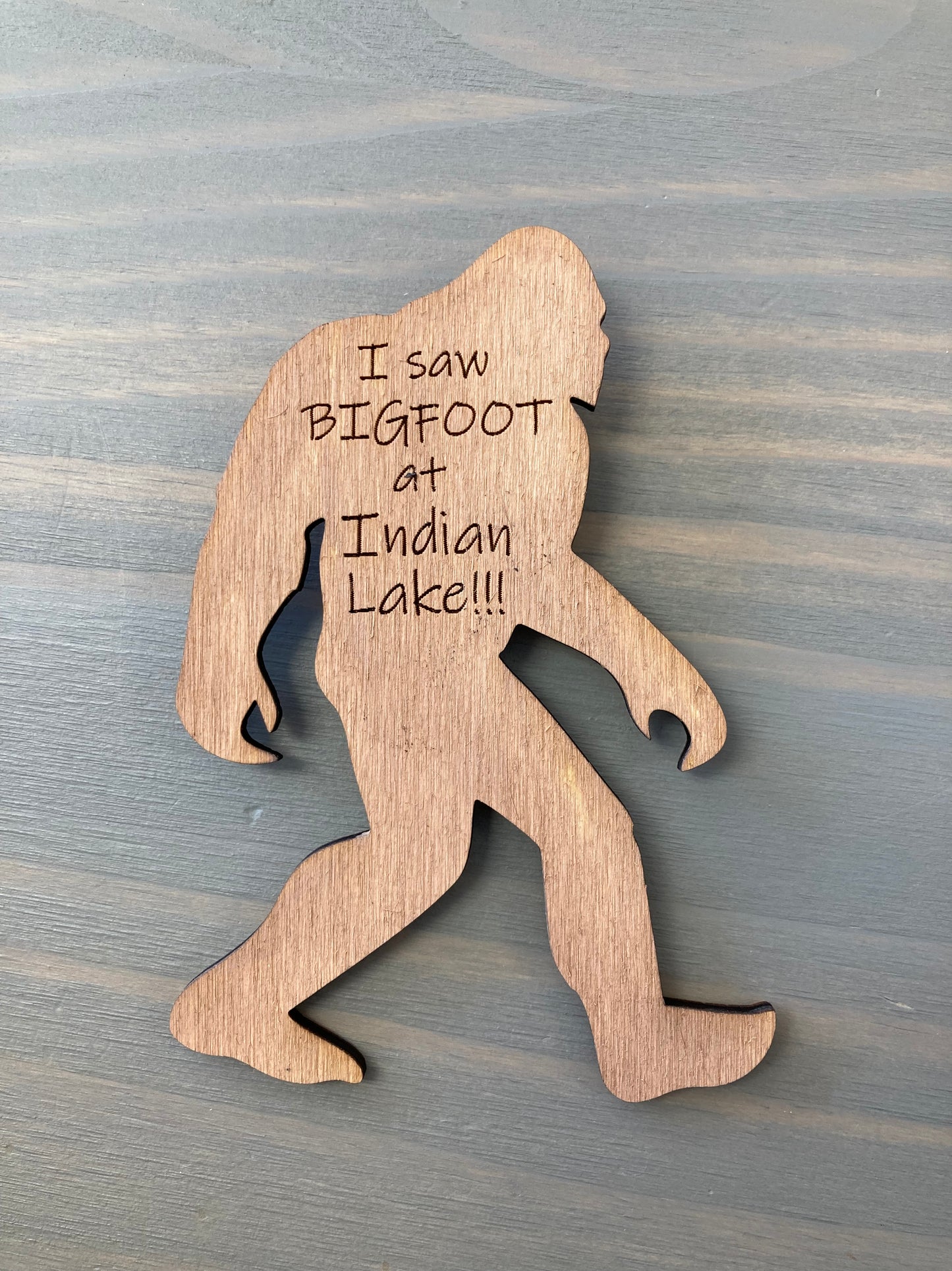 Indian Lake Ohio Large Bigfoot Wooden Magnet