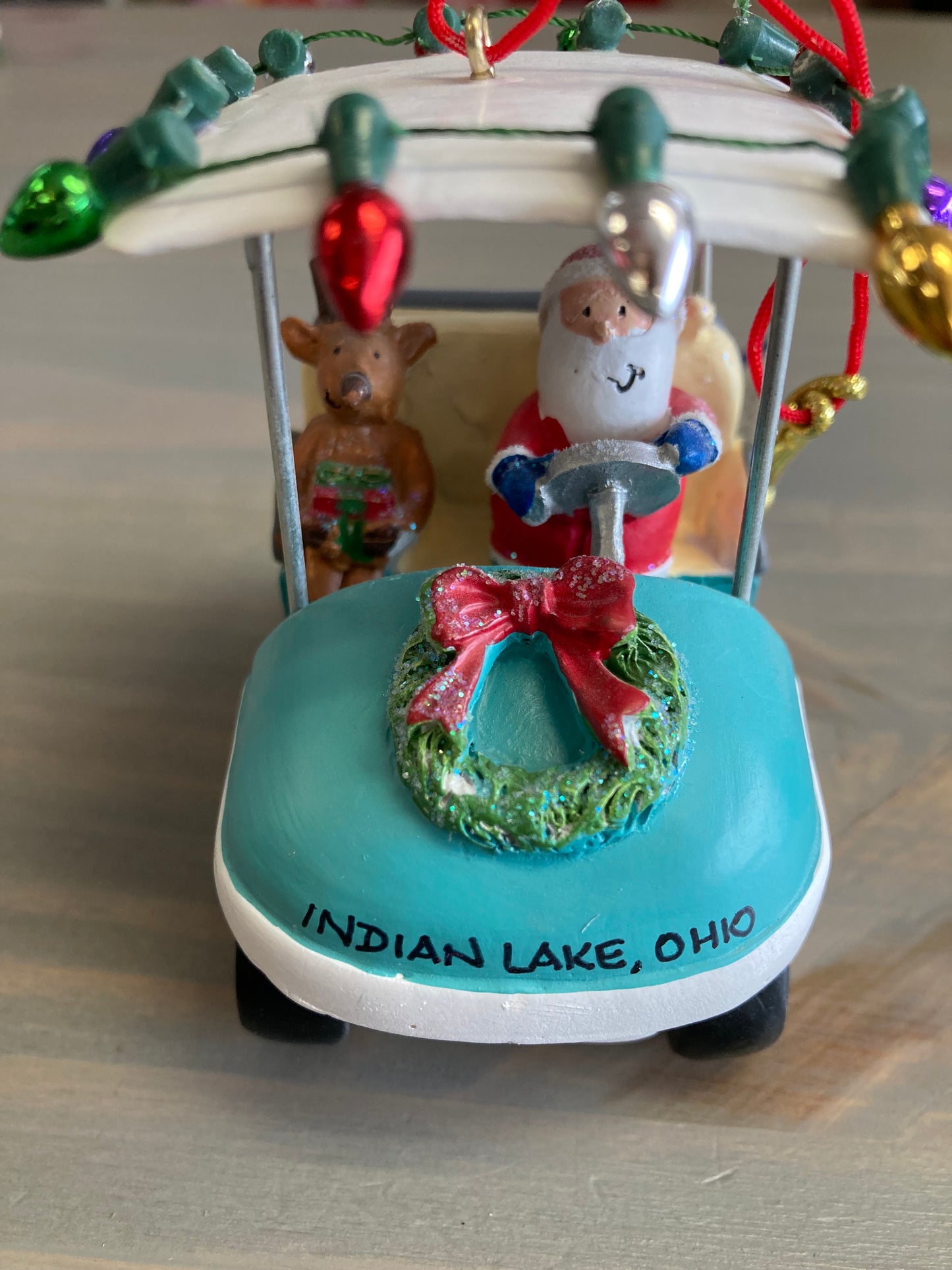 Santa in Golf Cart- Resin Ornament