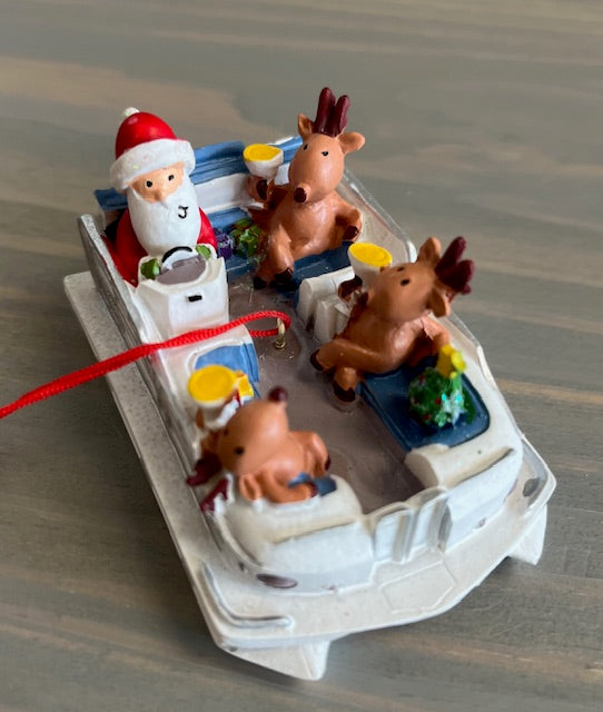 Pontoon Boat - Resin Ornament