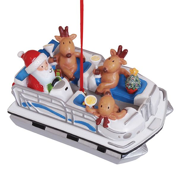 Pontoon Boat - Resin Ornament