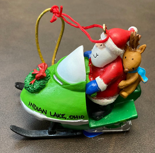 Santa on Snowmobile - Resin Ornament