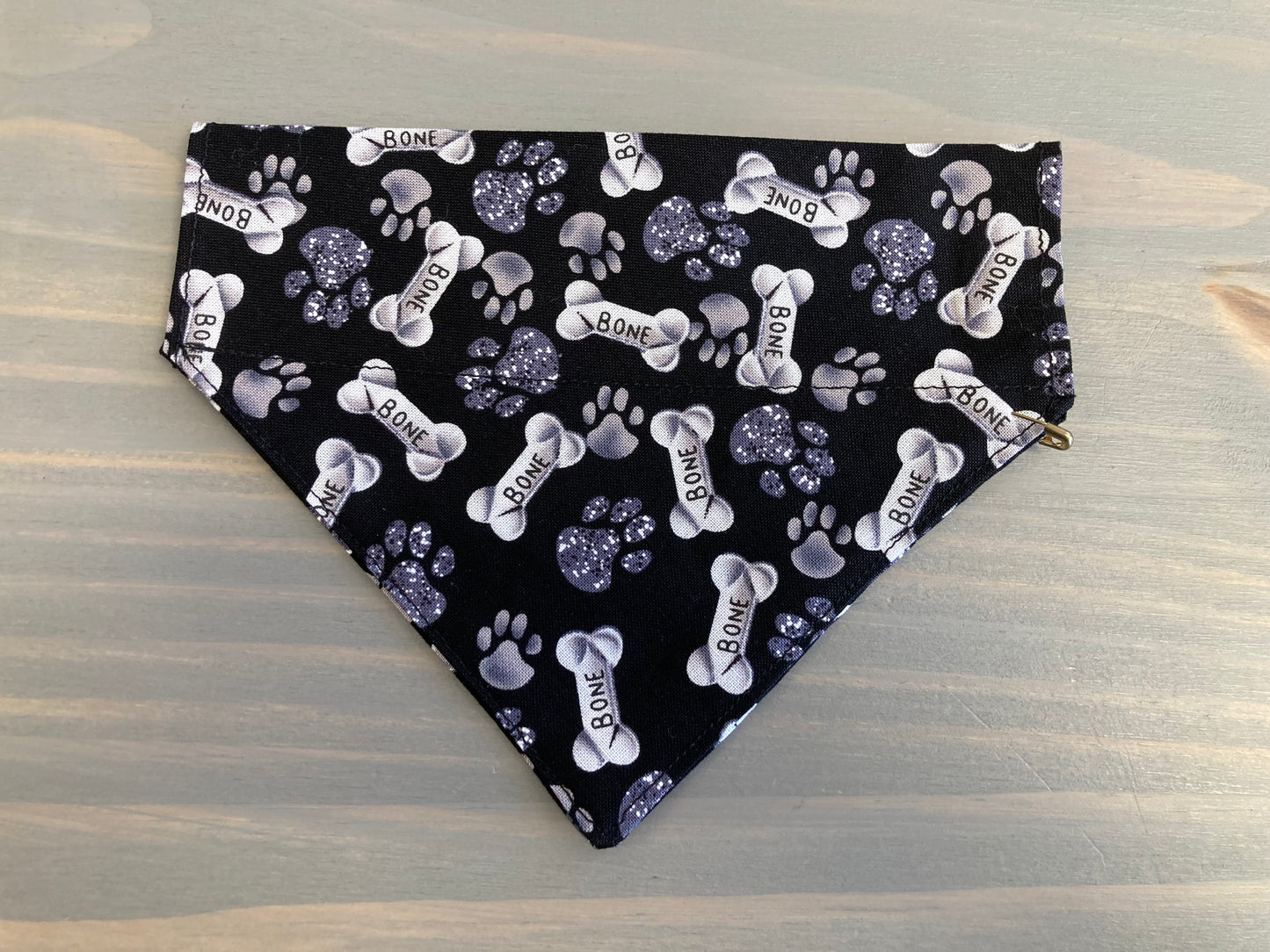 Dog Scarf - Thru the Collar Pet Neck Scarf - Dog Bones and Paw Prints