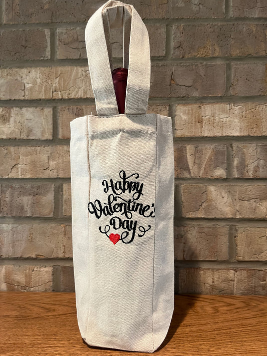 Single Bottle Wine Tote - Happy Valentine's Day