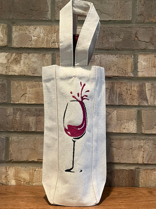 Single Bottle Wine Tote - Wine Glass