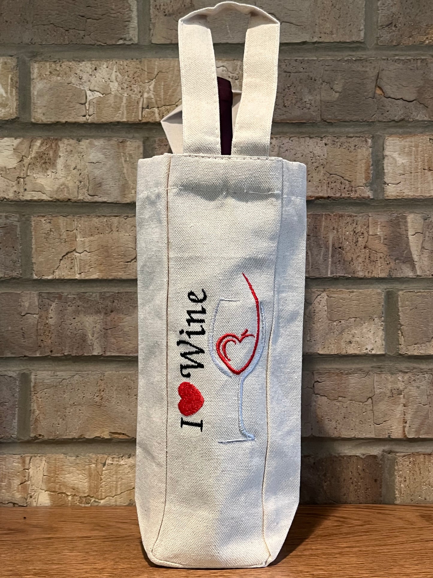 Single Bottle Wine Tote - I Love Wine