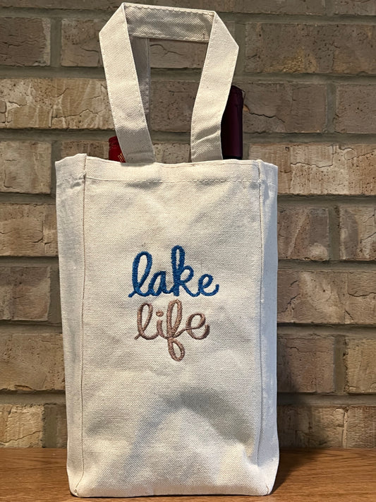 Double Bottle Wine Tote - Lake Life