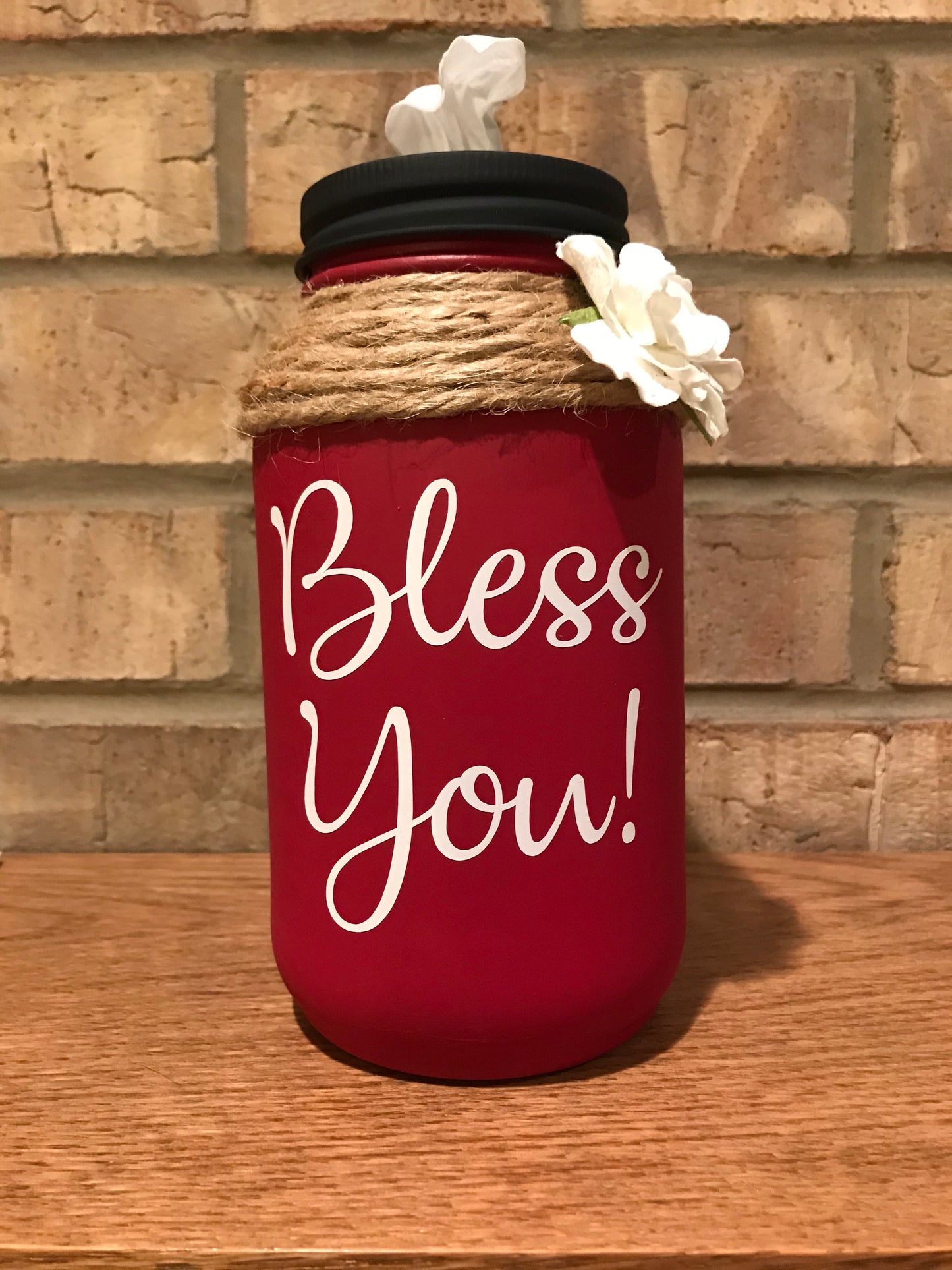 Mason Jar Tissue Holder Bless You