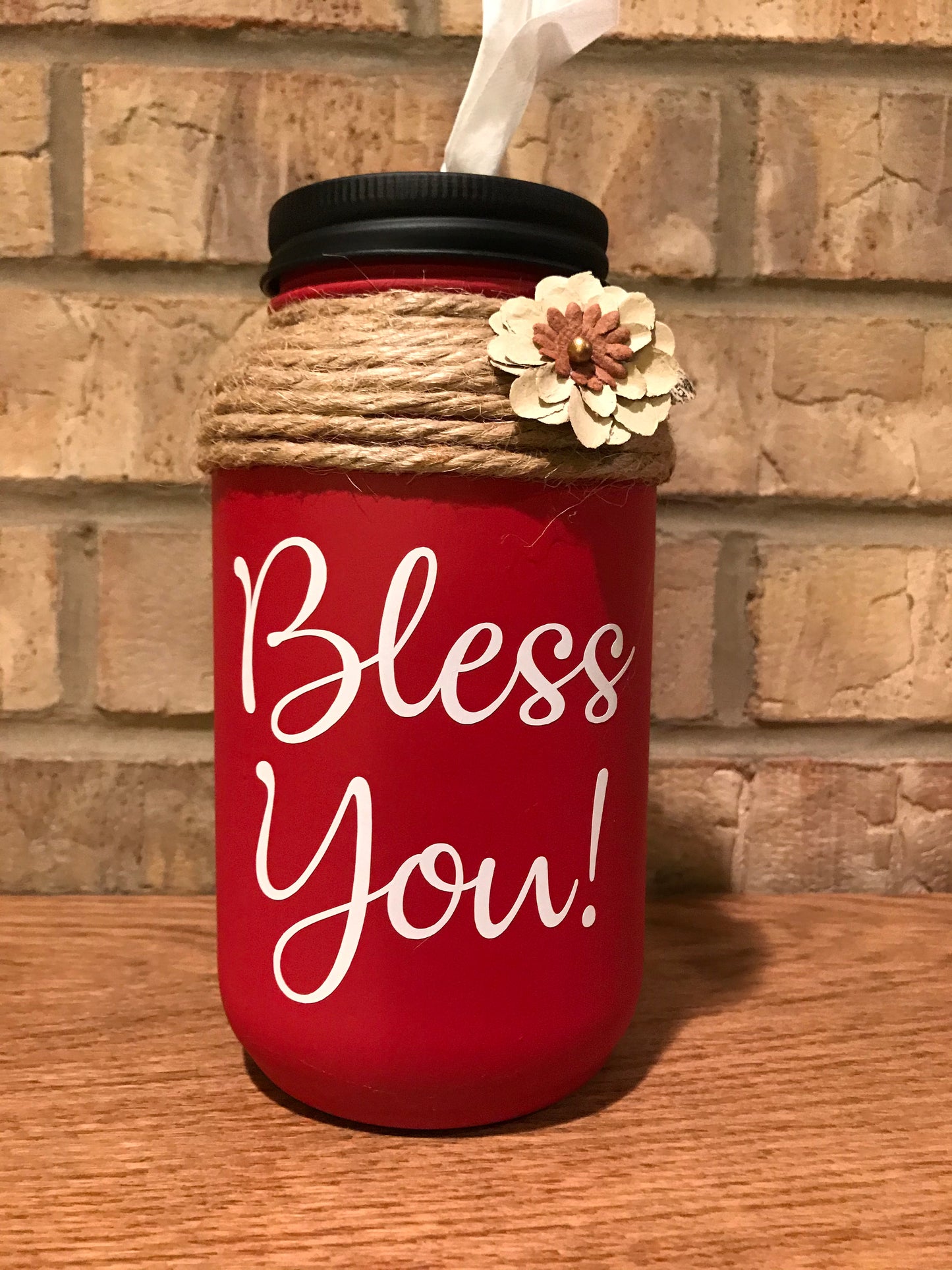 Mason Jar Tissue Holder Bless You