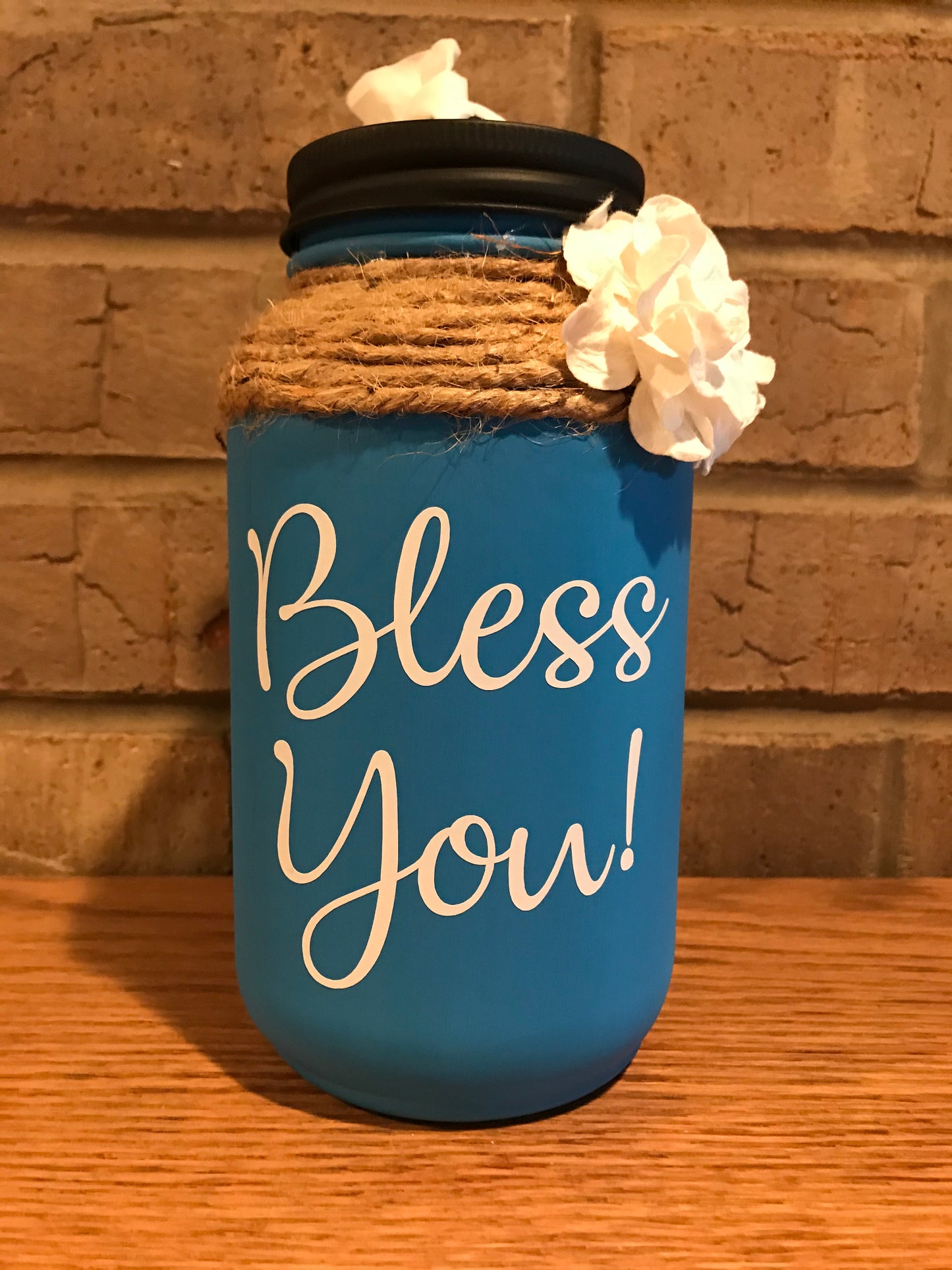 Mason Jar Tissue Holder Bless You