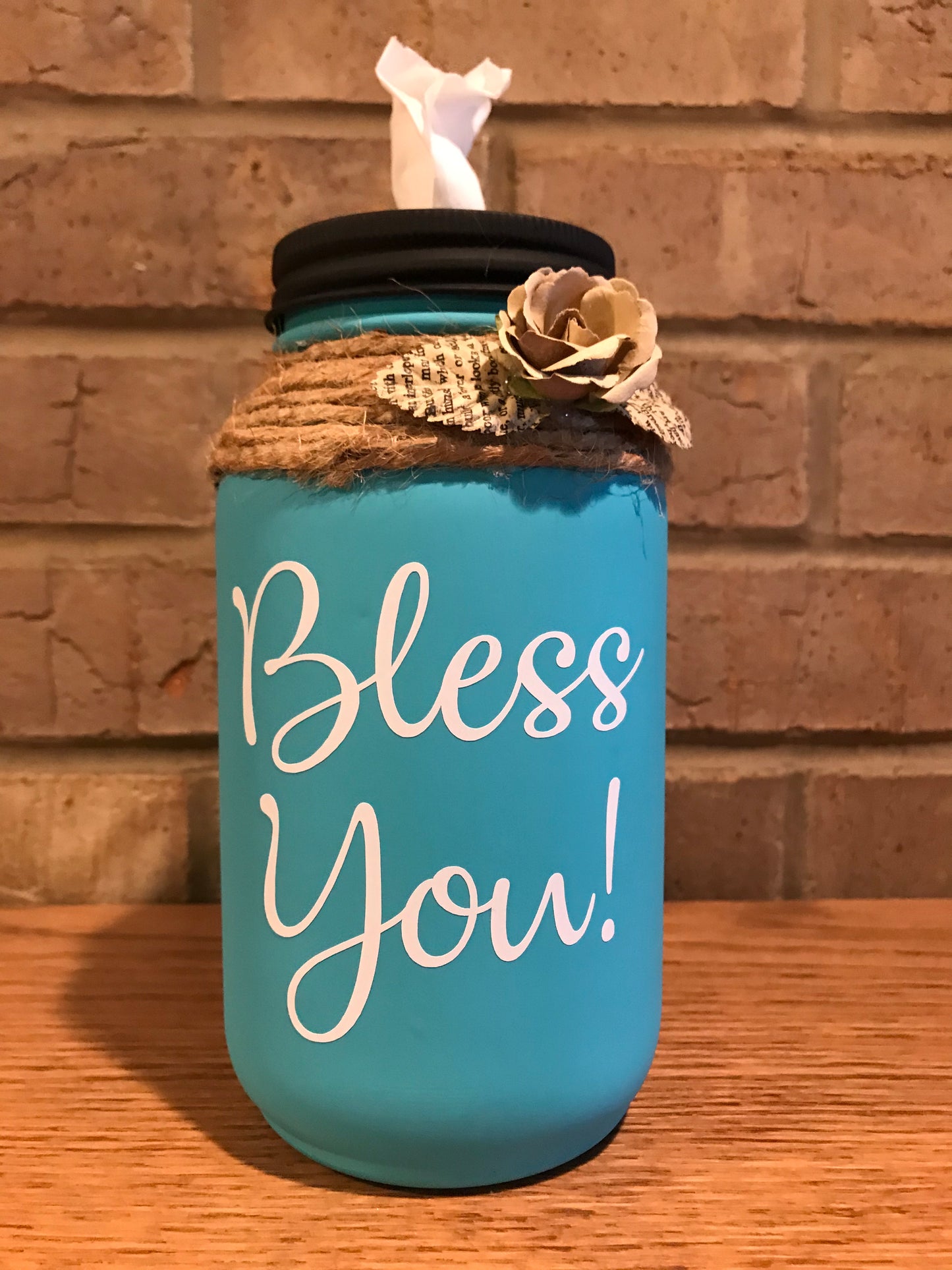 Mason Jar Tissue Holder Bless You