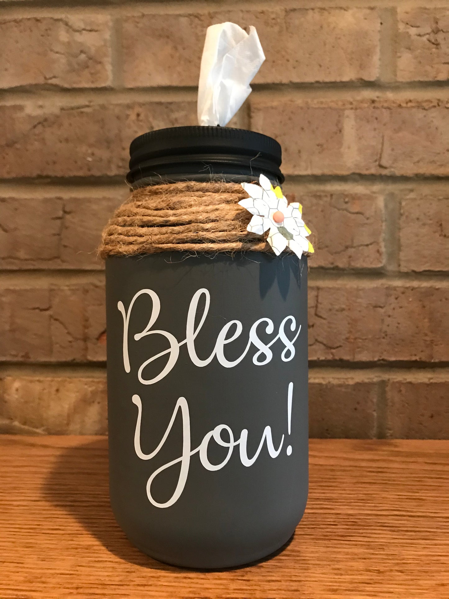 Mason Jar Tissue Holder Bless You