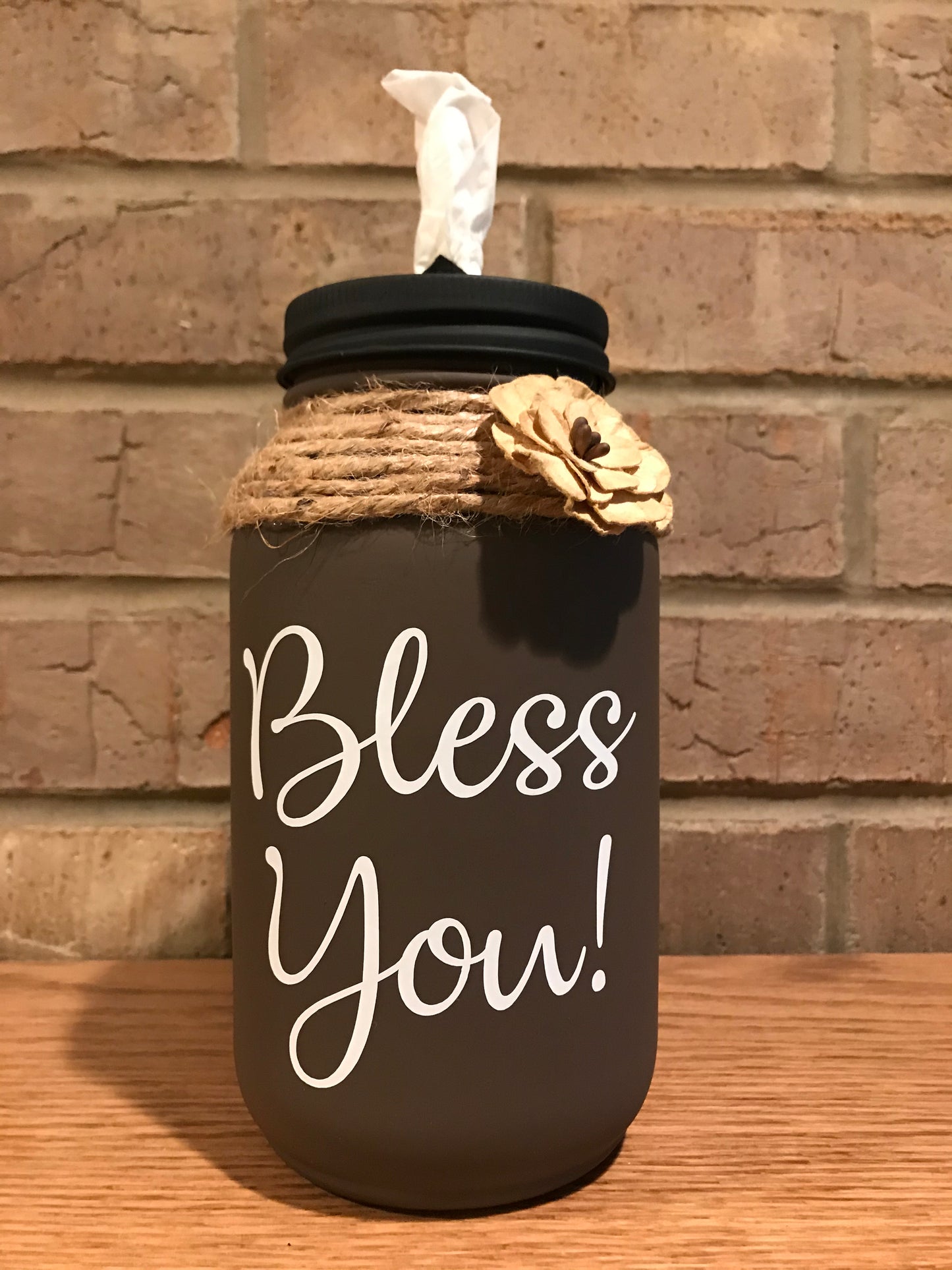 Mason Jar Tissue Holder Bless You