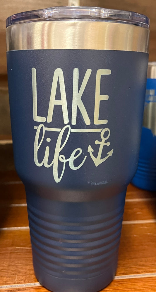 Lake Life Anchor Laser Engraved Stainless Steel 30oz Travel Tumbler